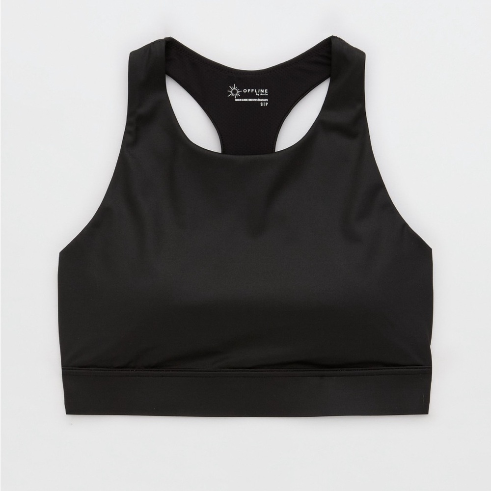 Offline by Aerie High Neck Gloss Sports Bra